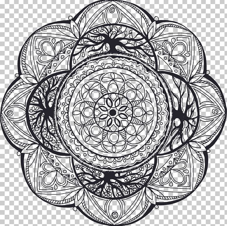 Mandala Drawing Coloring Book Symbol PNG, Clipart, Black And White, Circle, Color, Coloring Book, Drawing Free PNG Download