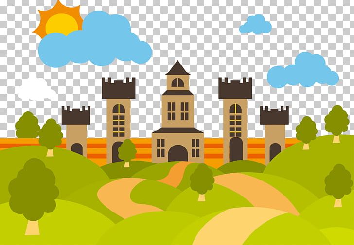 Adobe Illustrator Illustration PNG, Clipart, Artworks, Blue Sky Grassland, Building, Disney Castle, Encapsulated Postscript Free PNG Download