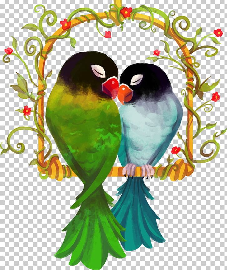 Rosy-faced Lovebird True Parrot Watercolor Painting PNG, Clipart, Animals, Art, Bird, Bird Cage, Branch Free PNG Download