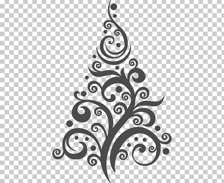 Christmas Tree Sticker Wall Decal PNG, Clipart, Autocad Dxf, Black And White, Branch, Christmas, Christmas Card Free PNG Download