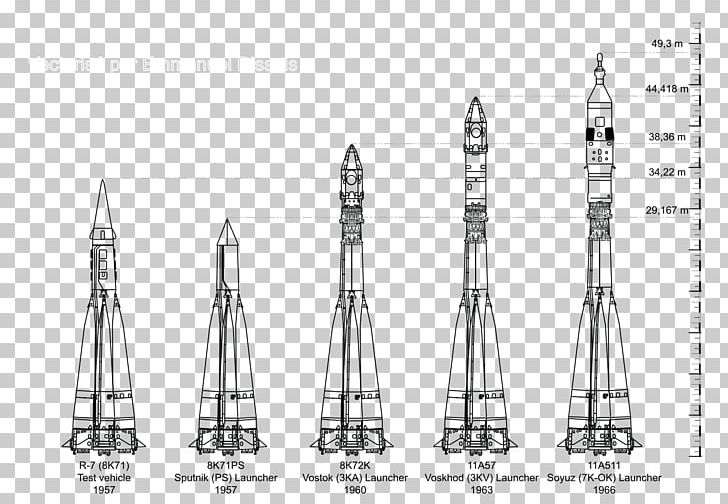 Vostok 1 Project Vanguard R-7 Semyorka Intercontinental Ballistic Missile PNG, Clipart, Angle, Black And White, Icbm, Intercontinental Ballistic Missile, Launch Vehicle Free PNG Download
