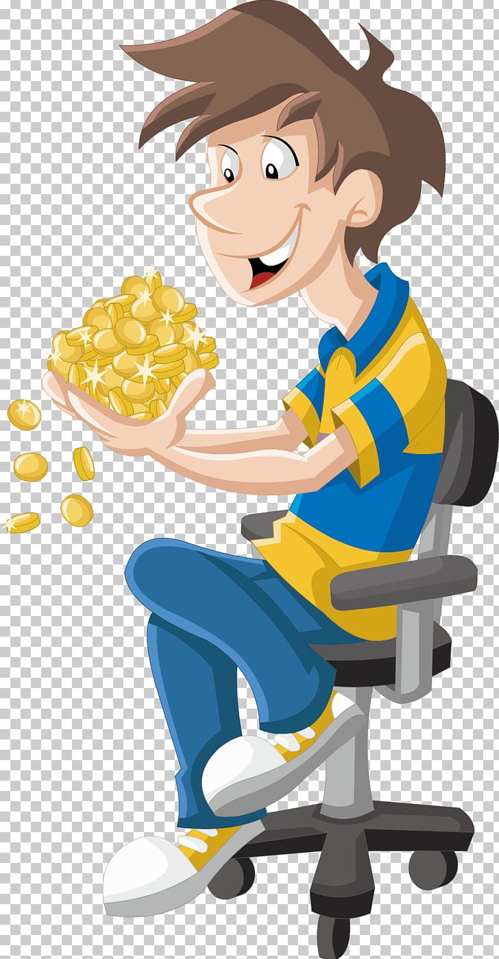 Cartoon PNG, Clipart, Art, Boy, Cartoon Man, Computer, Gold Free PNG Download