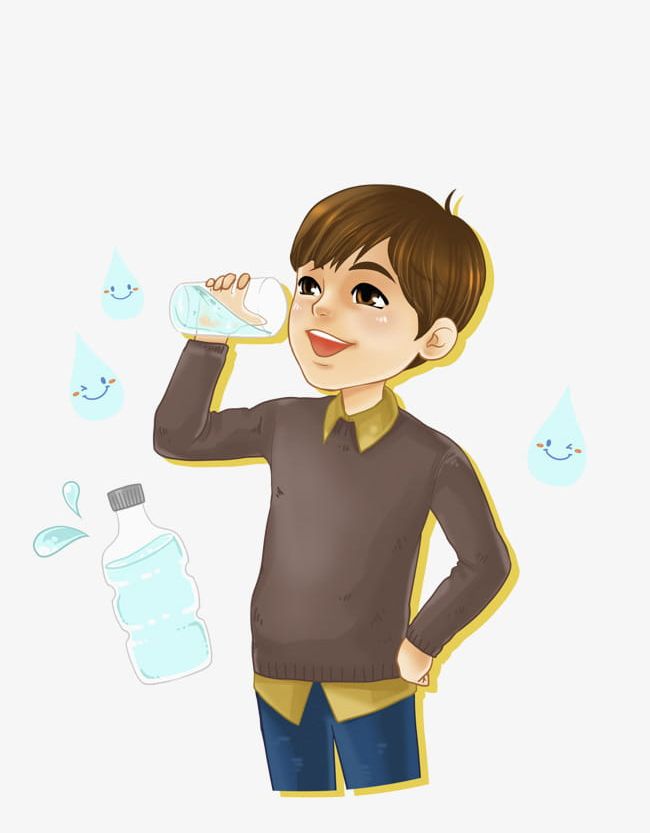 boy drinking water cartoon