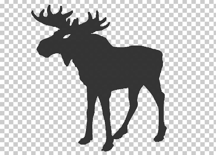 Deer Silhouette Alaska Moose PNG, Clipart, Alaska Moose, Animals, Antler, Black And White, Cattle Like Mammal Free PNG Download