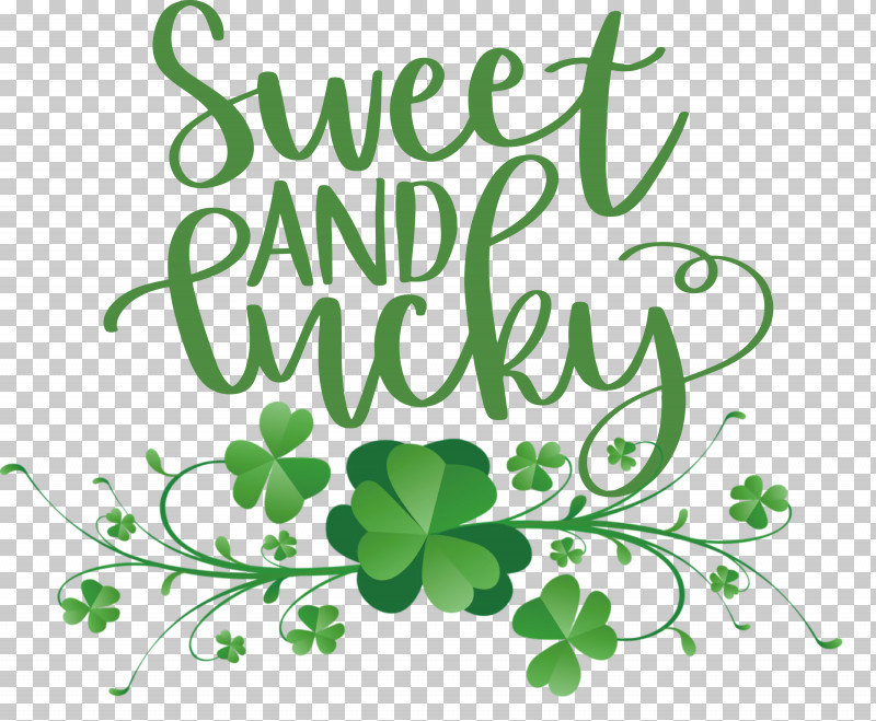 Sweet And Lucky St Patricks Day PNG, Clipart, Floral Design, Green, Leaf, Line, Plants Free PNG Download