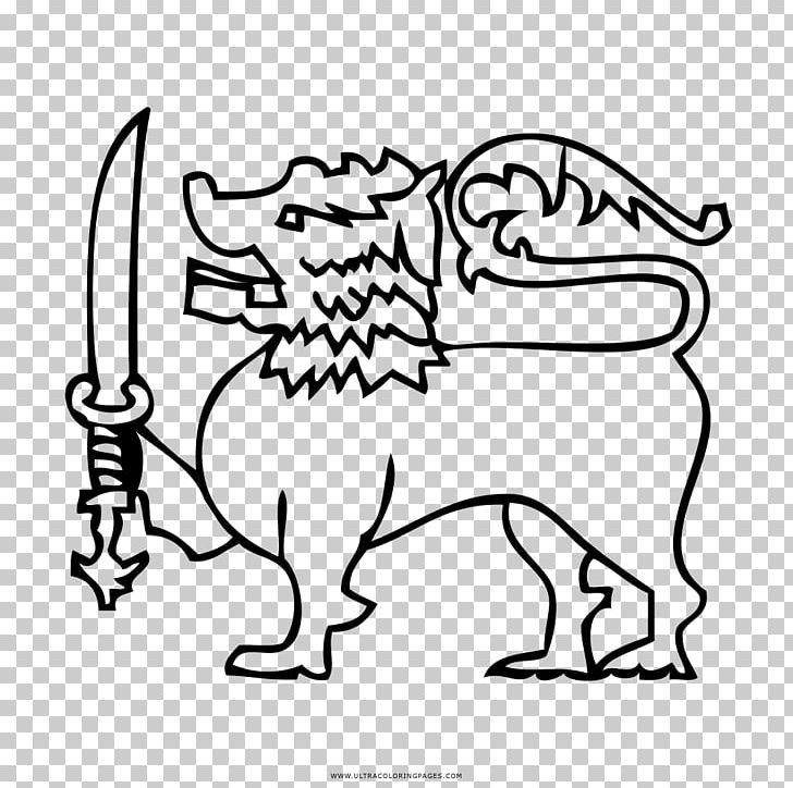 Coloring Book Flag Of Sri Lanka Flag Of Sri Lanka Ausmalbild PNG, Clipart, Angle, Black, Black And White, Carnivoran, Cartoon Free PNG Download