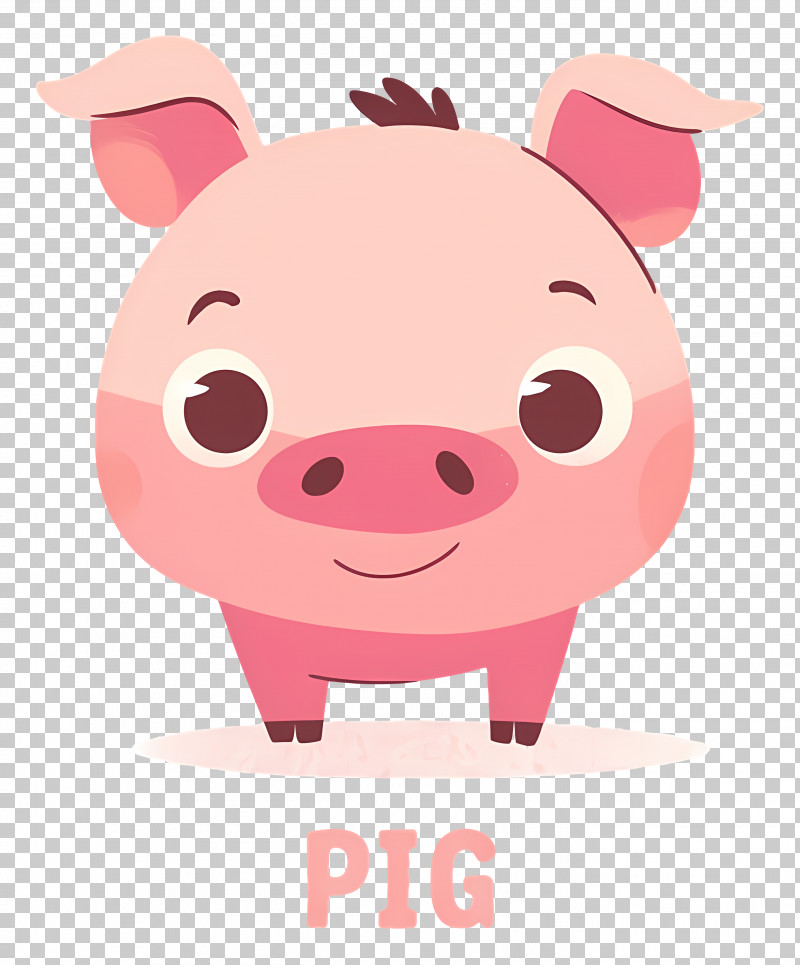 Cute Pink Piglet - Cute Pig Cartoon Illustration PNG