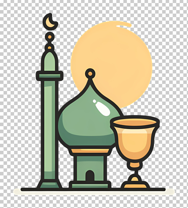 Fasting Icon - Mosque Illustration With Crescent Moon PNG