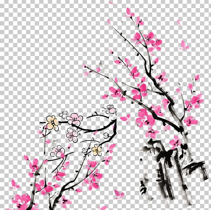 Plum Blossom Ink Wash Painting Illustration PNG, Clipart, Background, Blossom, Branch, Break, Breaking Free PNG Download