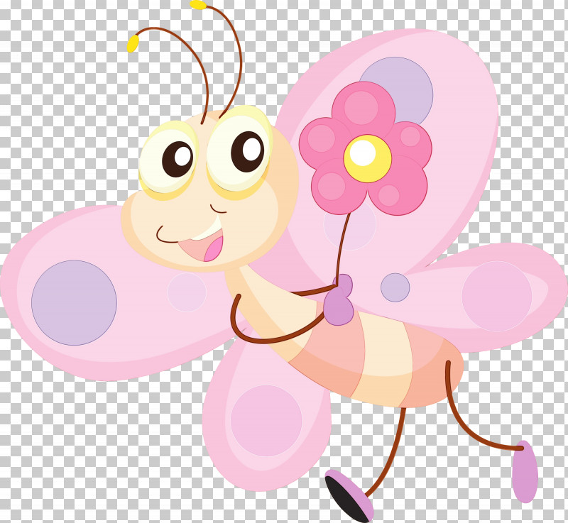 Cartoon Pink Butterfly Insect Pollinator PNG, Clipart, Butterfly, Cartoon, Insect, Paint, Pink Free PNG Download