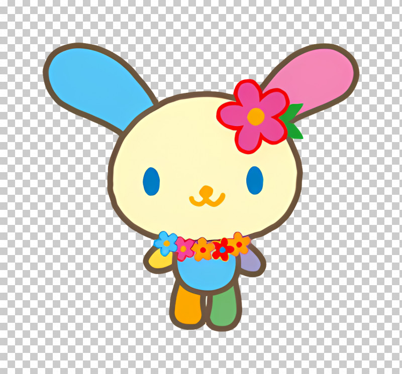 Usahana - Colorful Cartoon Bunny With Flowers PNG