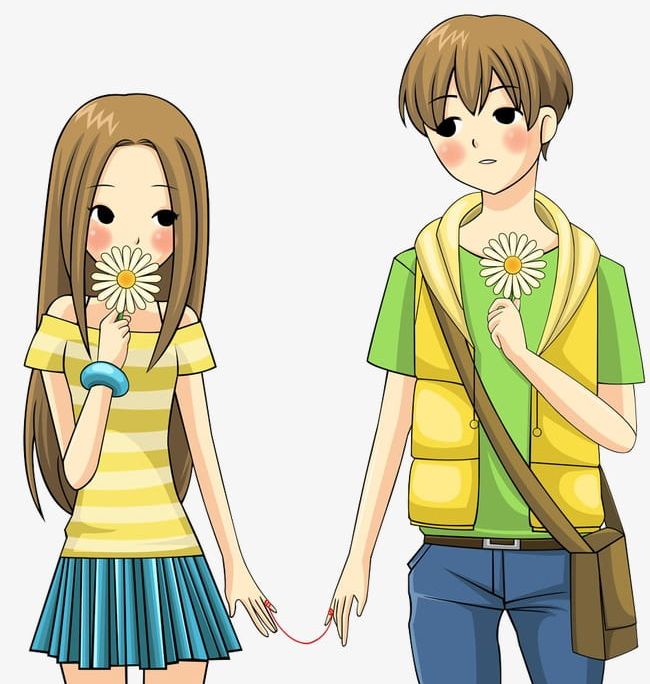 Small Fresh Lovers PNG, Clipart, Animation, Cartoon, Cartoon Couple, Couple, Flowers Free PNG Download