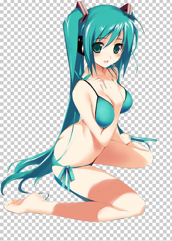 Bikini Hatsune Miku Anime Vocaloid PNG, Clipart, Arm, Black Hair, Bra, Brassiere, Brown Hair Free PNG Download