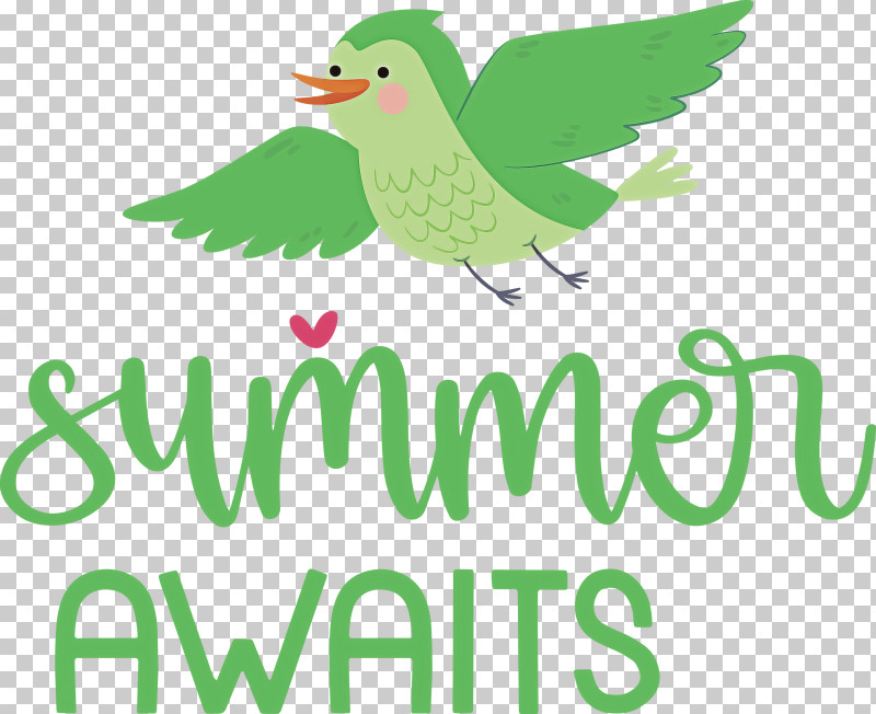 Summer Awaits Summer Summer Vacation PNG, Clipart, Beak, Biology, Birds, Green, Logo Free PNG Download