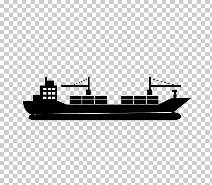 cargo ship black and white
