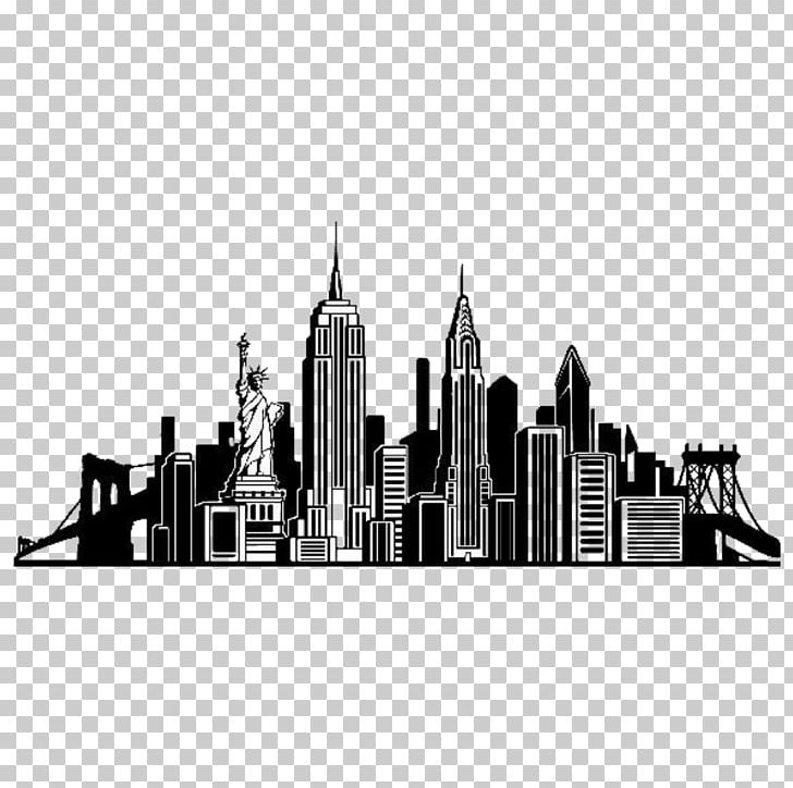 New York City Skyline Wall Decal Silhouette PNG, Clipart, Animals, Black And White, City, Cityscape, Computer Icons Free PNG Download