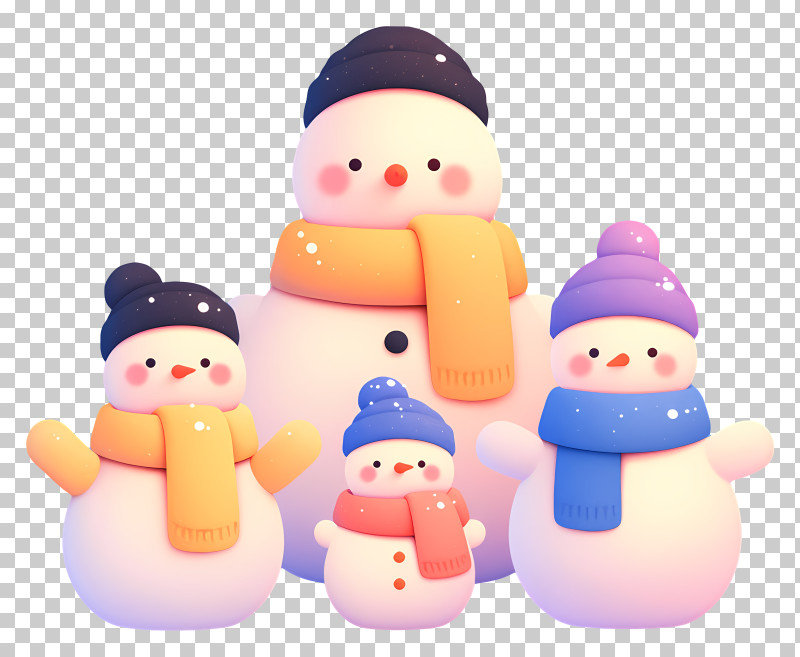 Whimsical Snowman - Cute Pastel Snowman Family PNG