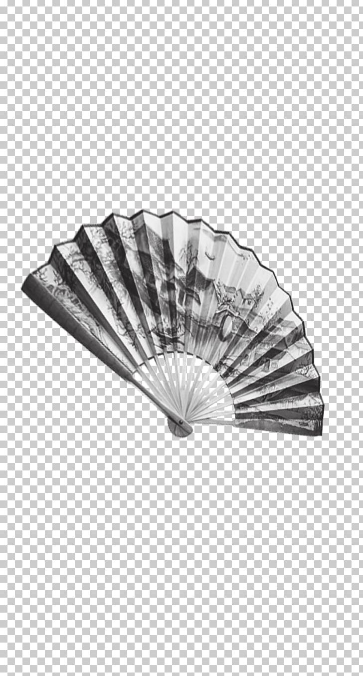 Hand Fan Ink Wash Painting Chinoiserie PNG, Clipart, Black And White, Chinese Pavilion, Gongbi, Hand Fan, Handpainted Flowers Free PNG Download
