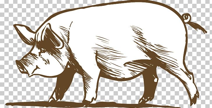 Cattle Pig Chicken Livestock PNG, Clipart, Animals, Art, Black And White, Carnivoran, Drawing Free PNG Download