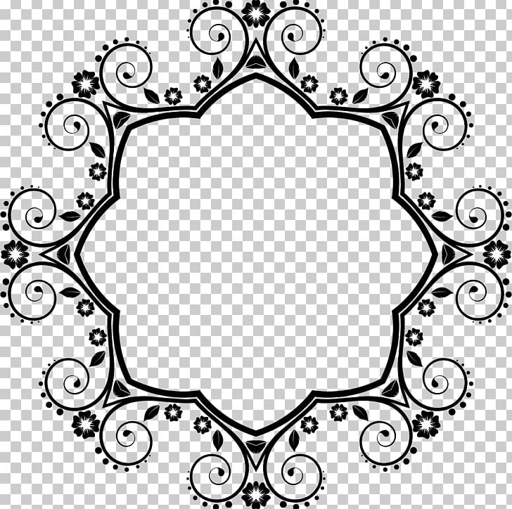 Flower Frames PNG, Clipart, Area, Art, Black, Black And White, Circle Free PNG Download
