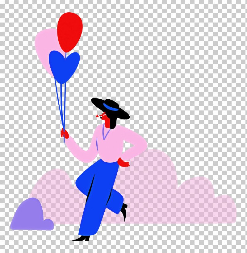 Park Walking Holding Balloons PNG, Clipart, Balloon, Cartoon, Character, Happiness, Heart Free PNG Download