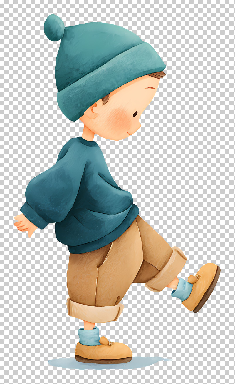 Cute Cartoon Boy Walking - Cute Boy In Beanie PNG