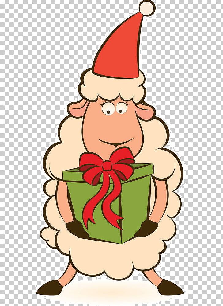 Santa Claus Sheep Gift Cartoon PNG, Clipart, Animals, Art, Balloon Cartoon, Box, Cartoon Free PNG Download