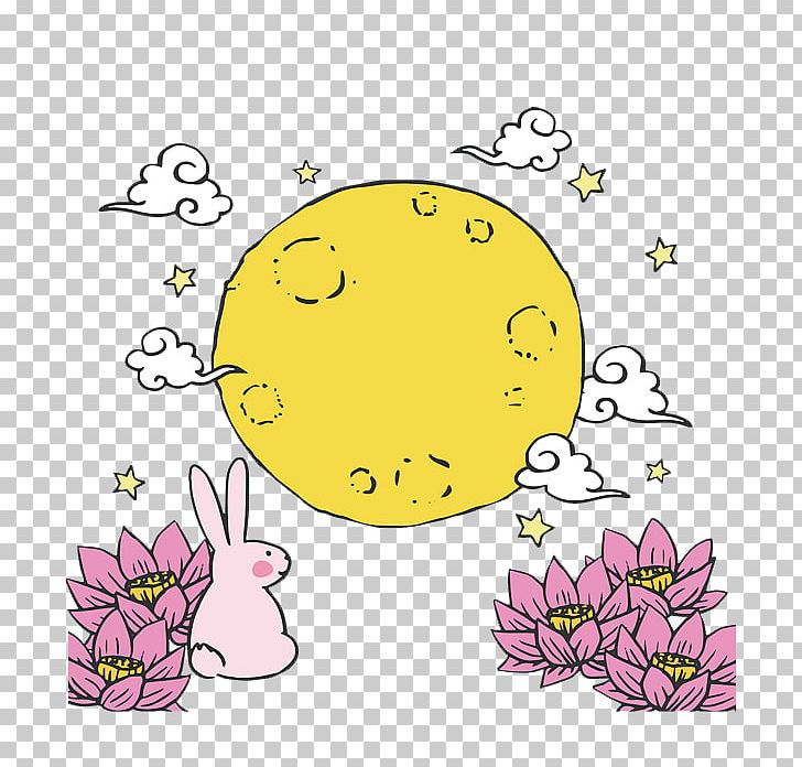 Mooncake Moon Rabbit Mid-Autumn Festival PNG, Clipart, Art, Auspicious, Border, Cartoon, Cartoon Moon Free PNG Download