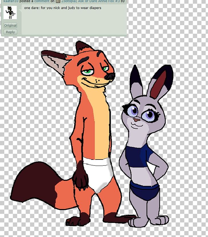 Diapering Nick Wilde Lt. Judy Hopps PNG, Clipart, 2016, Animated Cartoon, Annie, Ask, Carnivoran Free PNG Download