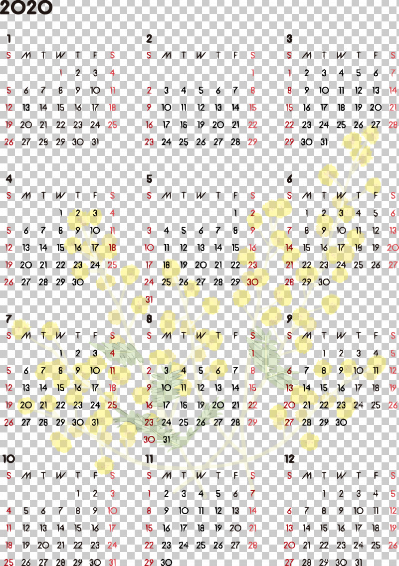 Text Calendar Yellow Line Font PNG, Clipart, 2020 Calendar, 2020 Yearly Calendar, Calendar, Line, Paint Free PNG Download