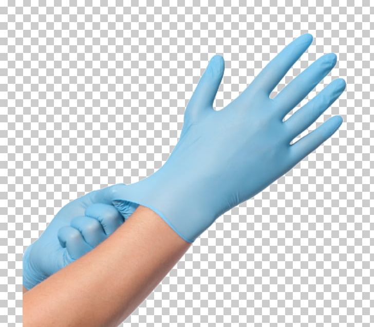 Medical Glove Nitrile Rubber Latex Blue PNG, Clipart, Arm, Blue, Color, Disposable, Finger Free PNG Download