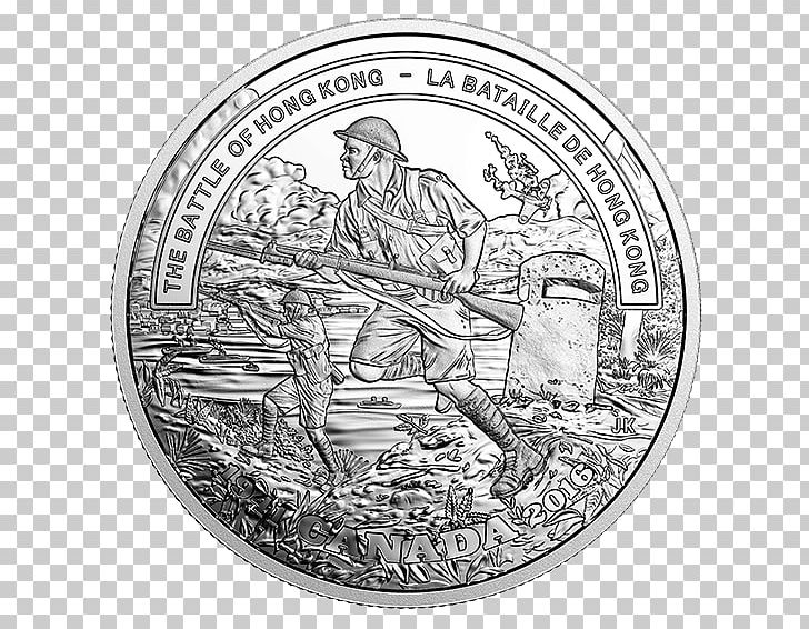 Battle Of Hong Kong World War II Canada Coin Royal Canadian Mint PNG, Clipart, Black And White, Canada, Canadian Wildlife, Circle, Coin Free PNG Download