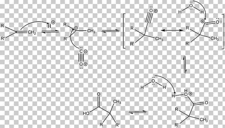 Koch Reaction Reaction Mechanism Chemical Reaction Carbonylation Alkyne PNG, Clipart, Alkyne, Angle, Auto Part, Black And White, Carbonylation Free PNG Download