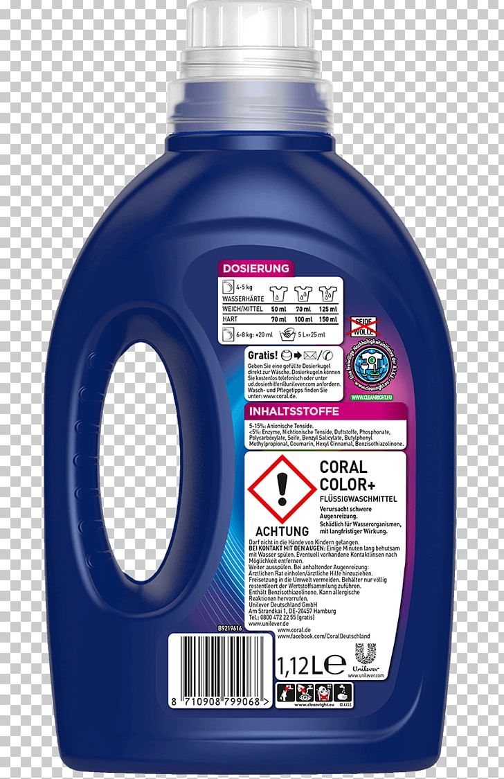 Liquid Laundry Detergent Washing Coral Vollwaschmittel+ 16 WL PNG, Clipart, Automotive Fluid, Color, Color Collection Coral, Detergent, Dietary Fiber Free PNG Download