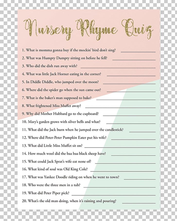 Nursery Rhyme Game Trivia Quiz PNG, Clipart, Baby Shower, Counting, Father, Game, Gold Free PNG Download