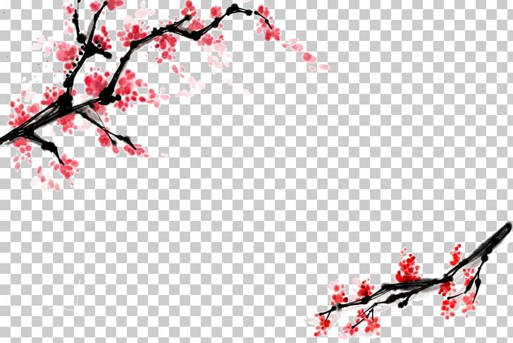 Ink Wash Painting Chinese Painting Plum Blossom Gongbi PNG, Clipart, Bloom, Branch, Cherry Blossom, Chinese, Chinese Elements Free PNG Download