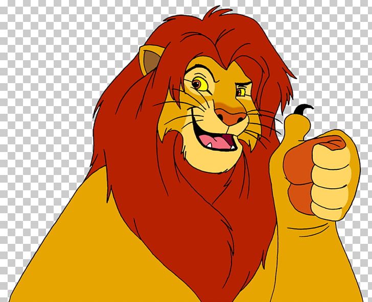 Lion Simba Mufasa Thumb Signal PNG, Clipart, Animals, Art, Big Cats, Carnivoran, Cartoon Free PNG Download