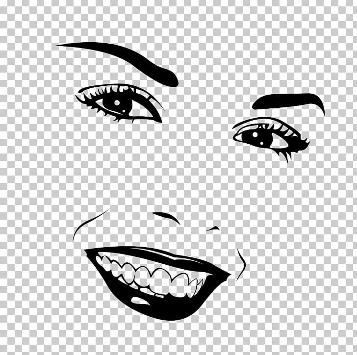 Girl Face Smile Illustration PNG, Clipart, Art, Beauty, Black, Black And White, Drawing Free PNG Download