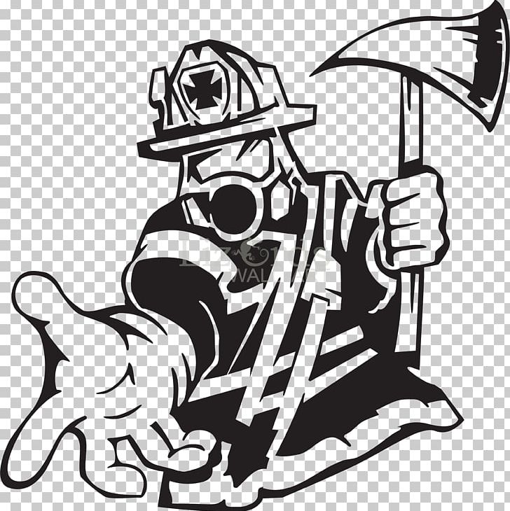 Firefighter Text Sticker Line Art Silhouette PNG, Clipart, Art, Artwork, Black, Black And White, Drawing Free PNG Download
