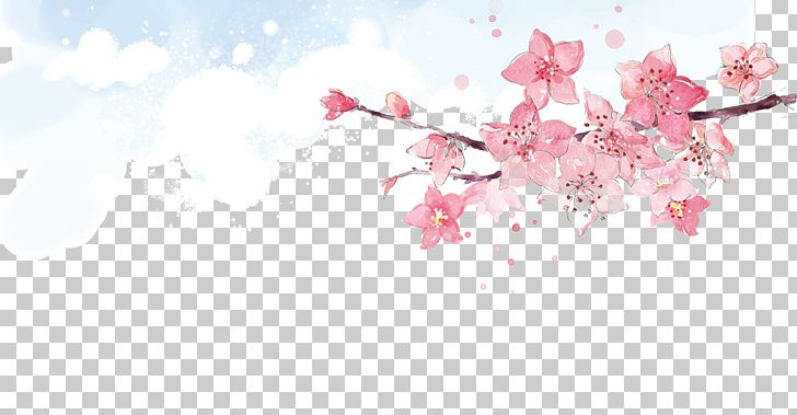 Flower Peach Pink PNG, Clipart, Blue Sky And White Clouds, Branch, Cartoon Cloud, Cherry Blossom, Cloud Free PNG Download