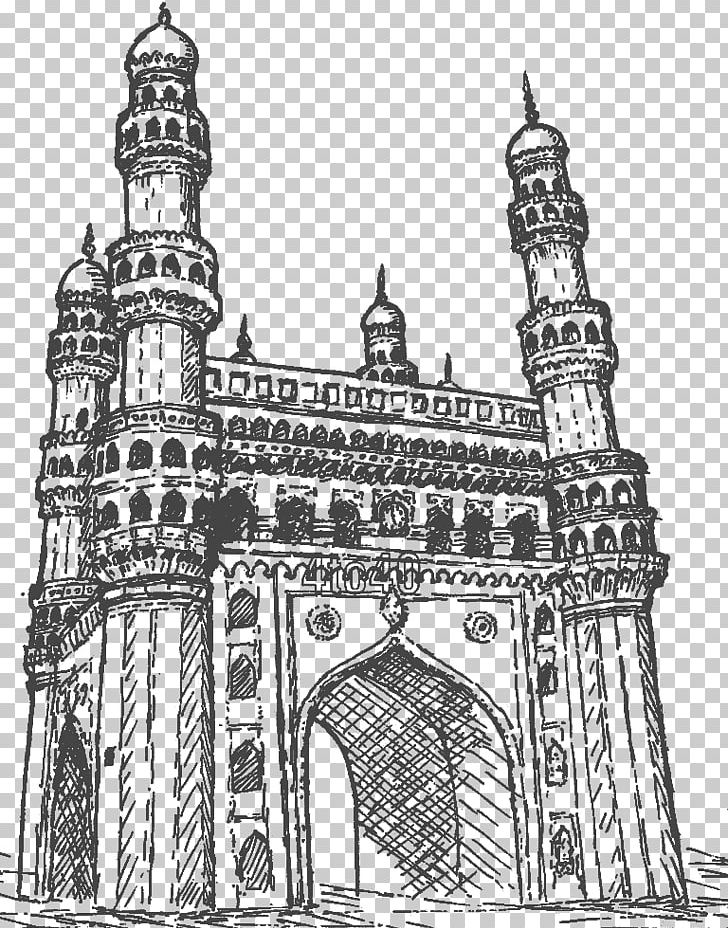Hyderabad Drawing Monument Video PNG, Clipart, Abbey, Arch, Basilica, Black And White, Boyama Free PNG Download
