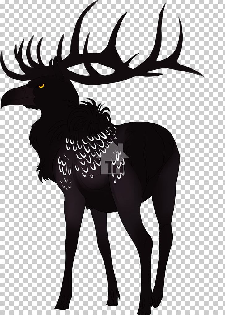Reindeer Black Silhouette Character White PNG, Clipart, Antler, Art, Awake, Beak, Bird Free PNG Download