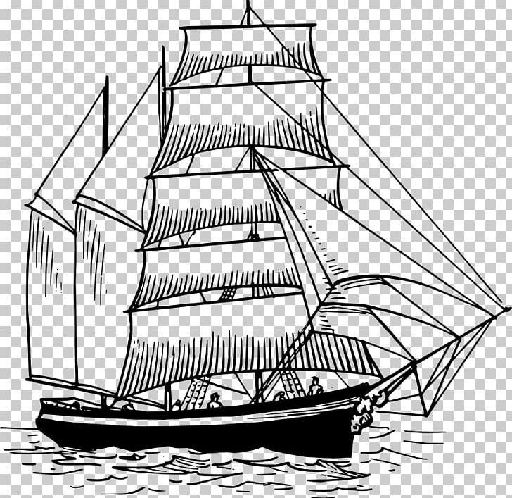 Yacht Sailboat Sailing Ship PNG, Clipart, Barque, Barquentine, Black And White, Boat, Brig Free PNG Download