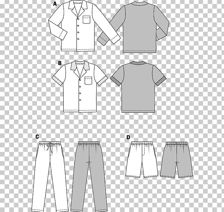 Sleeve T-shirt Burda Style Sewing Pattern PNG, Clipart, Angle, Bermuda Shorts, Black, Black And White, Burda Style Free PNG Download