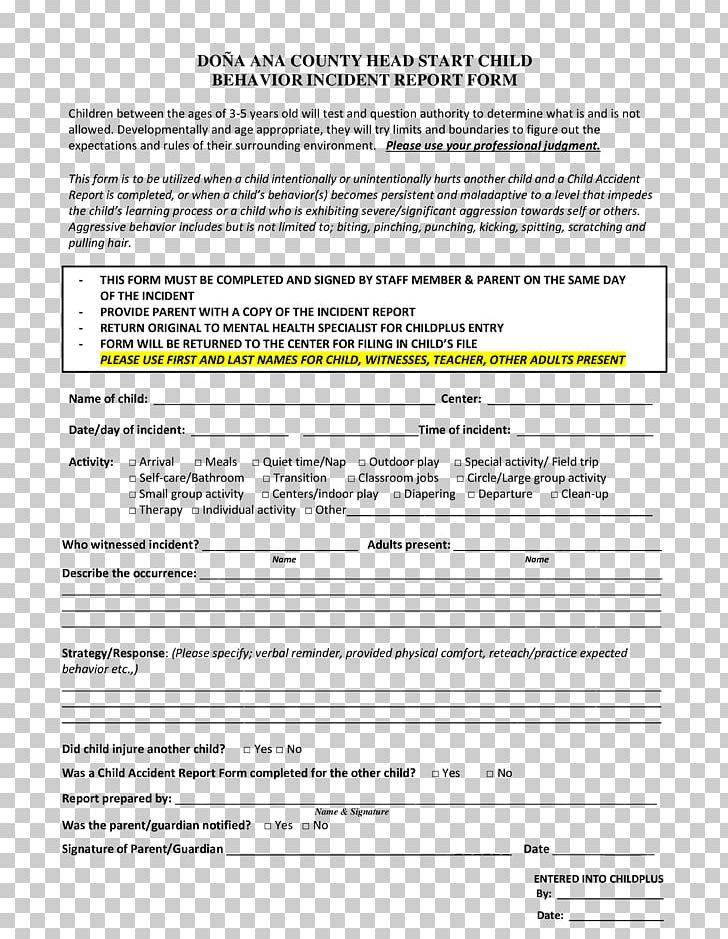 Document Incident Report Template Child Patient PNG, Clipart, Aggression, Area, Behavior, Child, Child Care Free PNG Download