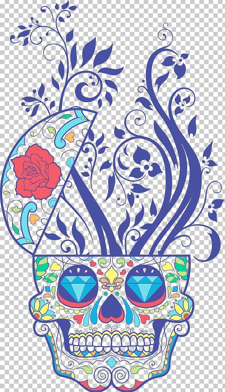 Calavera T-shirt Wall Decal Day Of The Dead Skull PNG, Clipart, Art, Beautiful, Bedroom, Blue Abstract, Blue Background Free PNG Download
