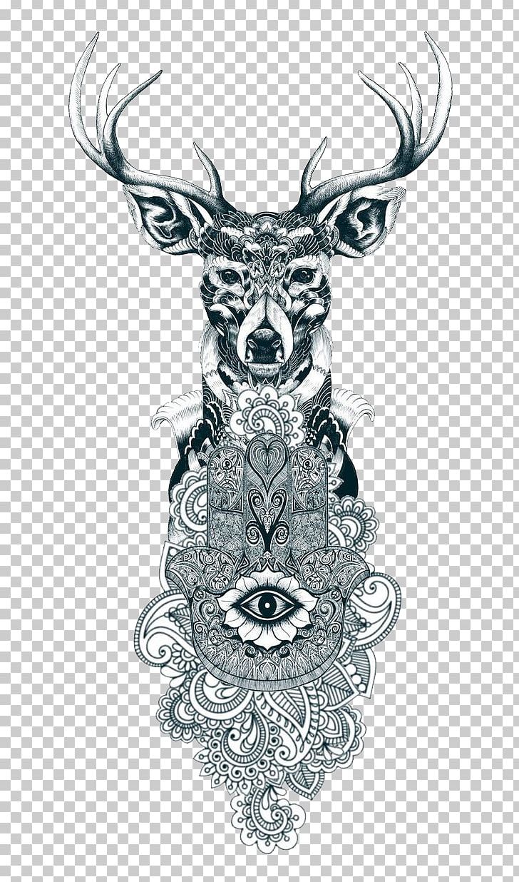 Reindeer Tattoo Drawing Gray Wolf PNG, Clipart, Animal, Animals, Antler, Art, Artist Free PNG Download