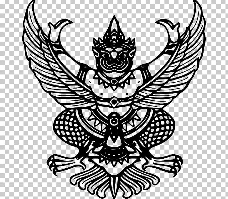 Emblem Of Thailand Garuda Narayana พระราชลัญจกรประจำรัชกาล PNG, Clipart, Artwork, Bird, Fictional Character, Flower, Monochrome Free PNG Download