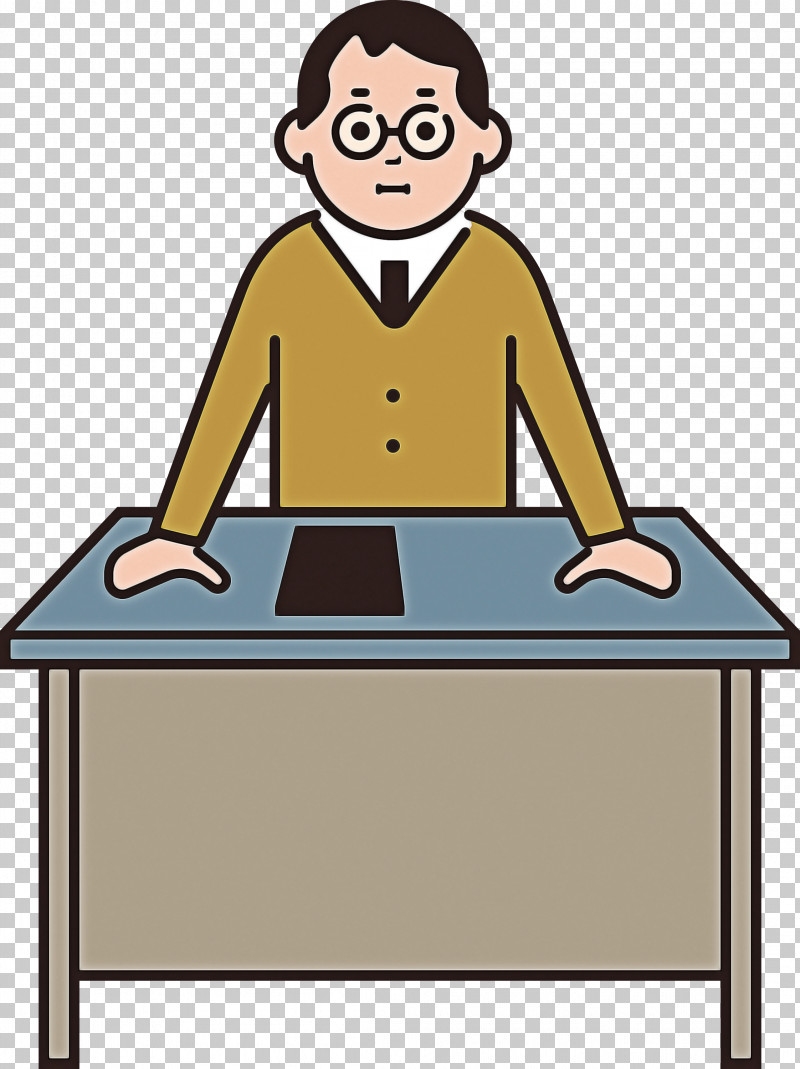 Teacher Desk Male PNG, Clipart, Behavior, Cartoon, Desk, Education, Furniture Free PNG Download