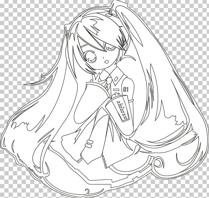 Line Art Hatsune Miku Drawing KIII PNG, Clipart, Arm, Art By, Artwork, Black, Black And White Free PNG Download